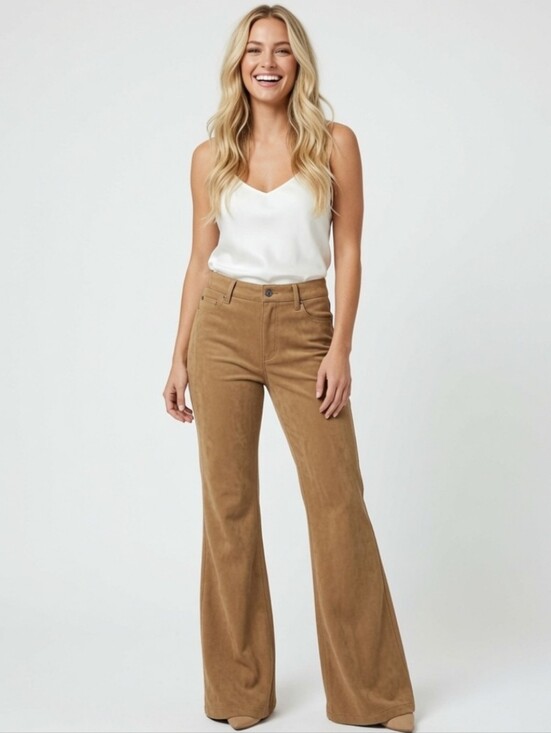 Tahari Pants - Tahari Elie High-Rise Faux Leather Pants in Camel Brown ( Size : 4)
